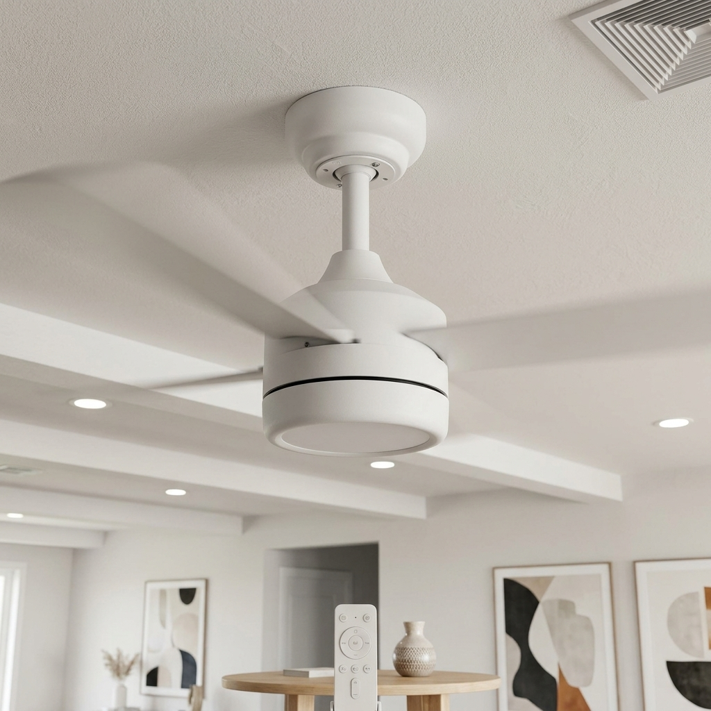 Ventilador de techo con portalámparas instalado