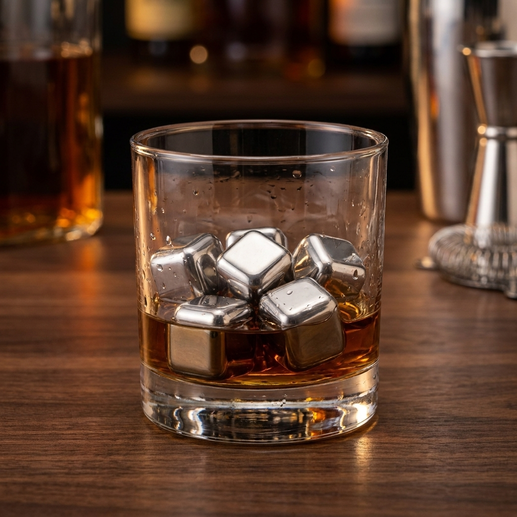 stainless steel whiskey stones set - uso diario 1