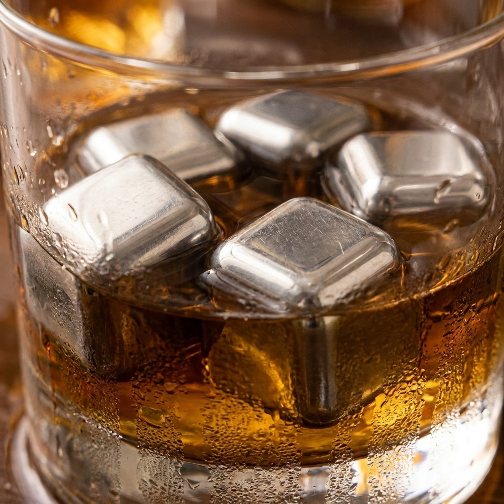 stainless steel whiskey stones set - uso diario 3 (detalle)