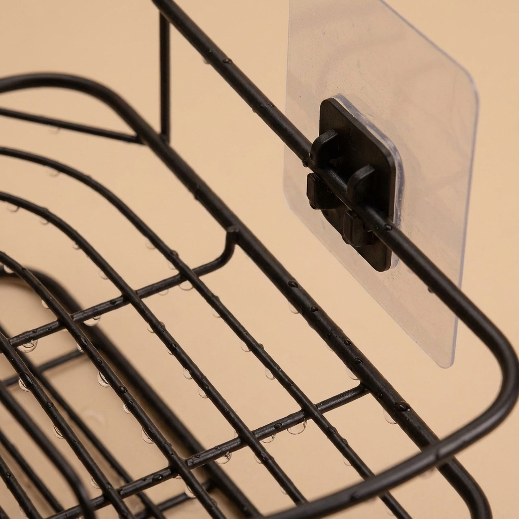 stainless no-drill shower shelf - uso diario 3 (detalle)