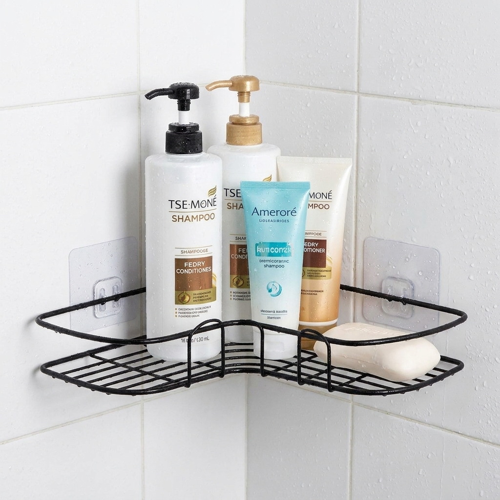 stainless no-drill shower shelf - uso diario 1