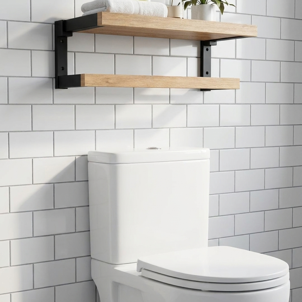 black wood bathroom accessory shelf - uso diario 2