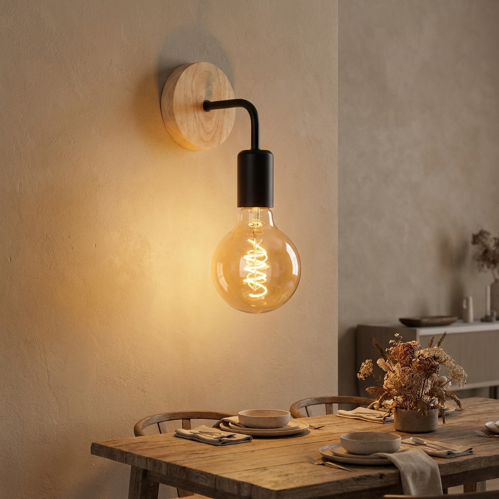 vintage wood wall sconce lamp - uso diario 1