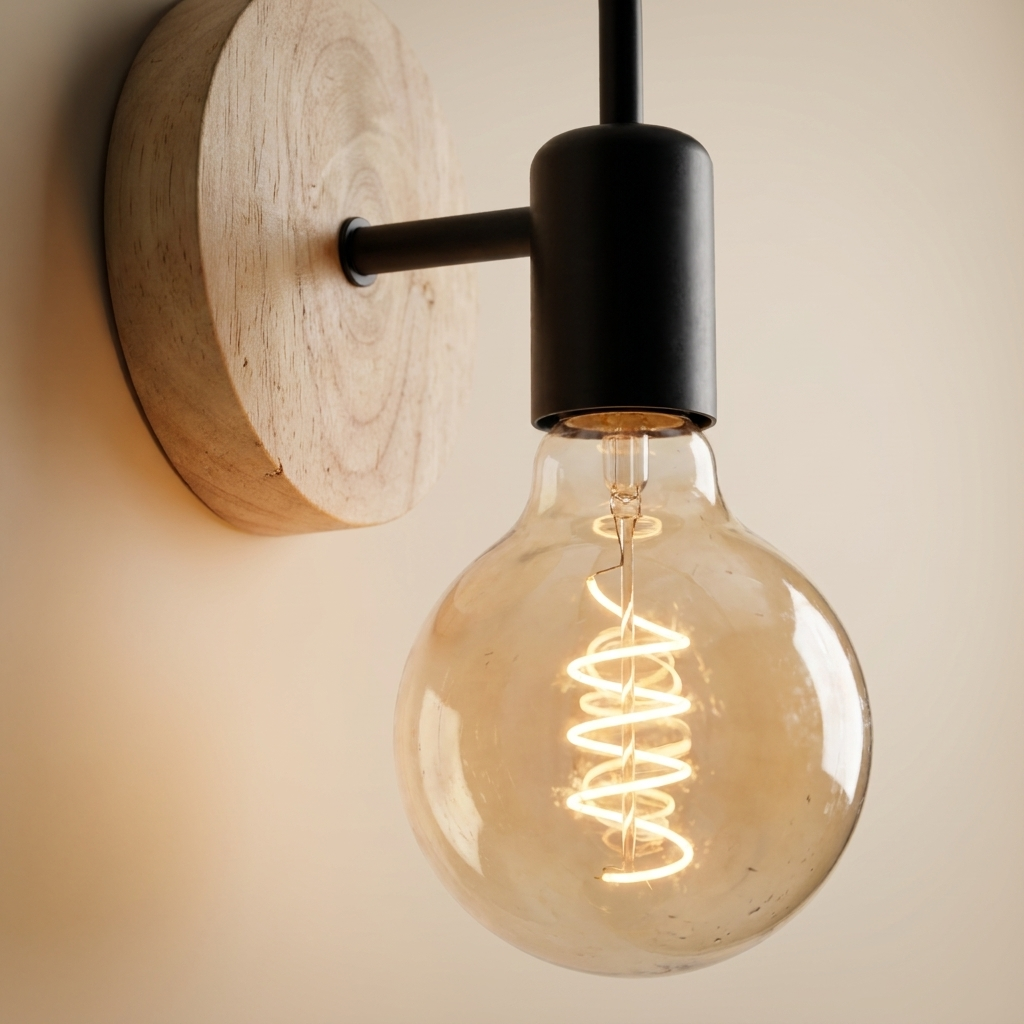 vintage wood wall sconce lamp - uso diario 3 (detalle)