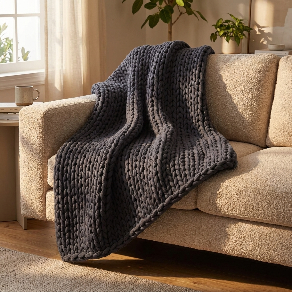 hand-knit chunky blanket - uso diario 1