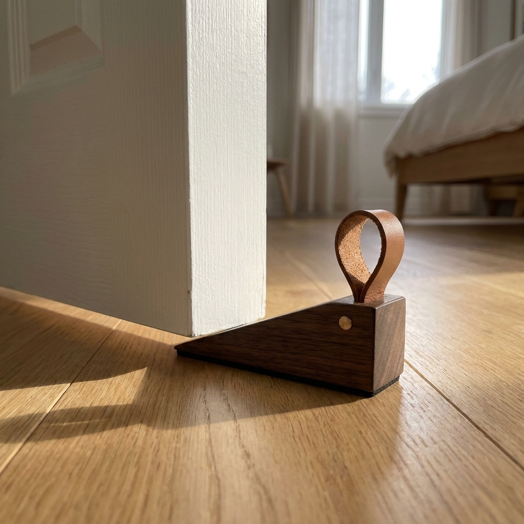 Scandinavian wood door stopper - uso diario 2