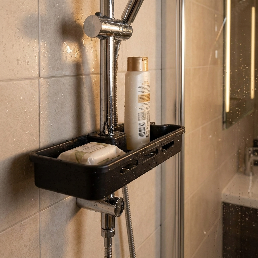 black shower caddy tray - uso diario 3 (detalle)