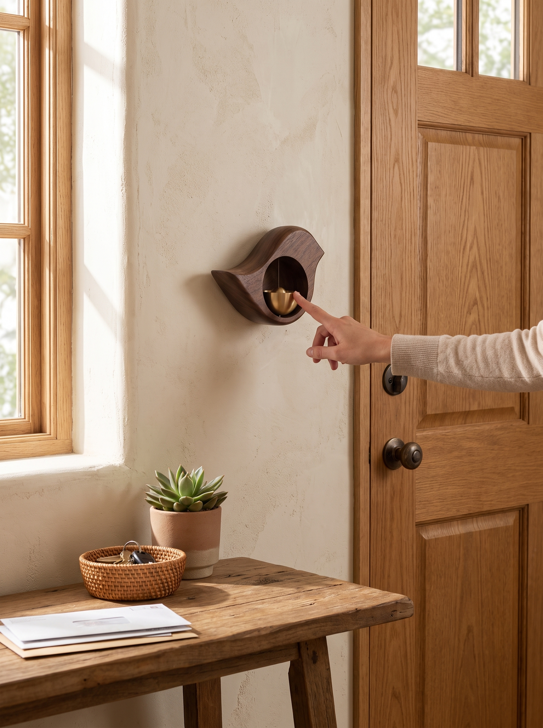 Timbre de Puerta de Madera Decorativo con Melodía - lifestyle 2