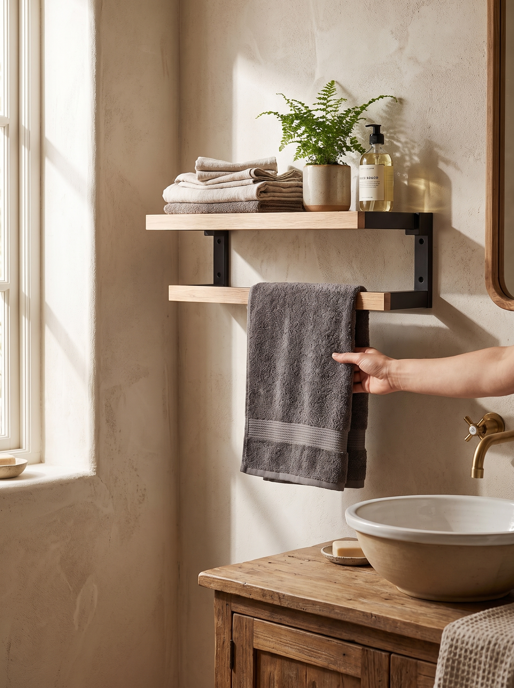 Set de Accesorios de Baño en Madera Negra - lifestyle 1